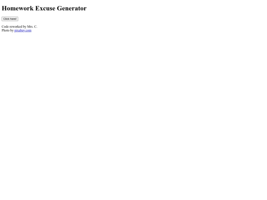 Homework Excuse Generator screenshot