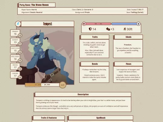dnd/charactersheet screenshot