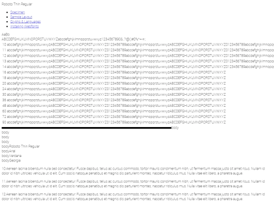 RobotoFont/roboto-thin-demo screenshot