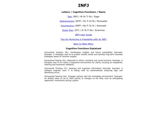 INFJ screenshot