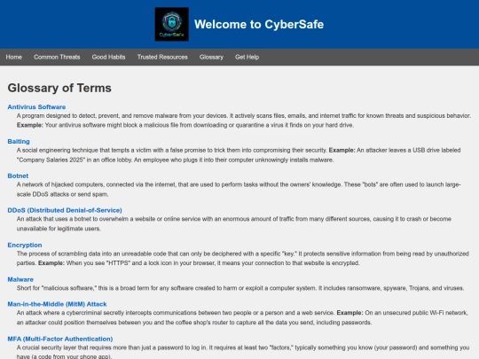 glossary screenshot