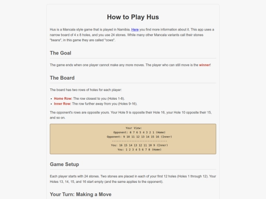 Kalaha/husrules screenshot