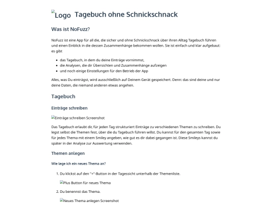 nofuzz/userguide/NoFuzz_Hilfe screenshot