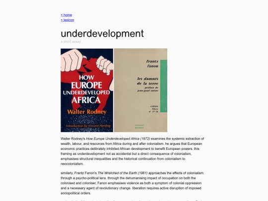 lexicon/underdevelopment screenshot