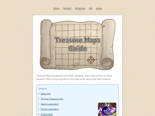neopets/moderneo/treasure-maps-guide screenshot