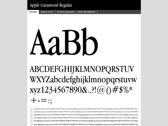 fonts/applegaramond-demo screenshot