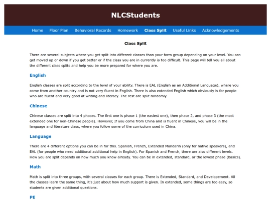NLCStudents/Classsplit screenshot