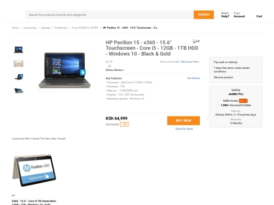 Recources/Img/HP Pavilion 15 - x360 - 15.6_ Touchscreen - Core i5 - 12GB - 1TB HDD - Windows 10 - Black & Gold _ Buy online _ Jumia Kenya screenshot