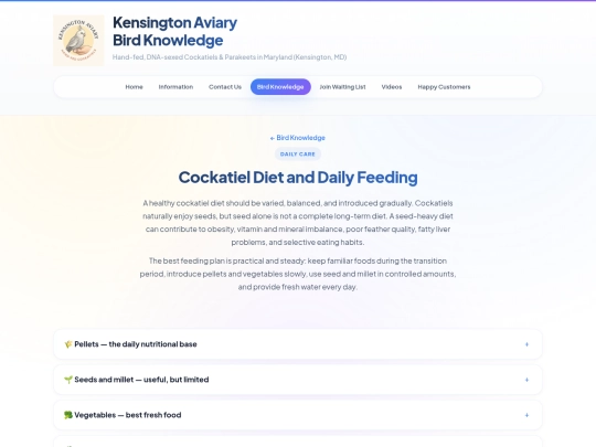 birdknowledge/cockatiel-diet screenshot