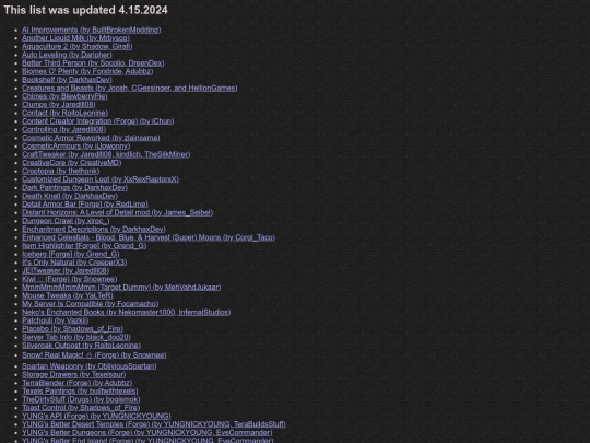 minecraft/modlist screenshot