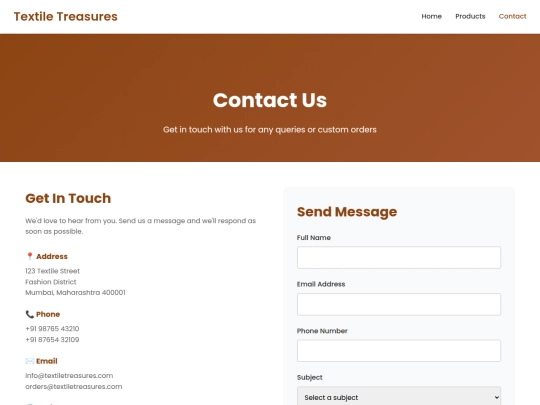 E Commerce Site/contact screenshot