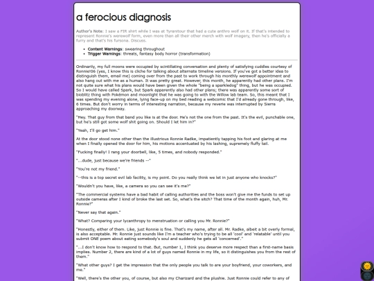 fanfic/ferociousdiagnosis screenshot