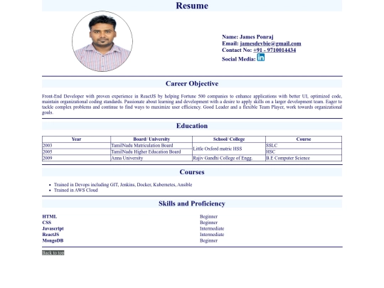 resume screenshot