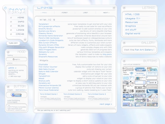 links screenshot