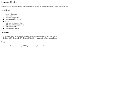 Cooking recipe screenshot