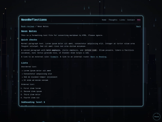Book-Reviews/neon-notes screenshot