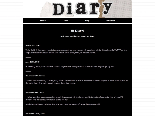 Diary screenshot