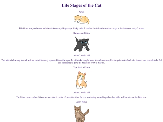 misc/cat/lifestages screenshot