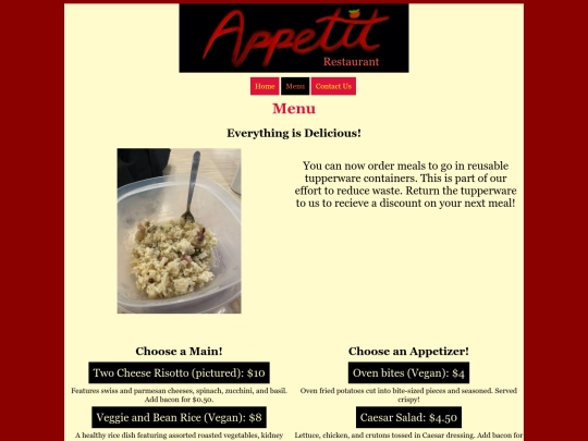 menu screenshot