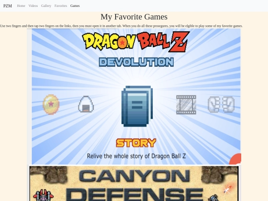 website/games screenshot