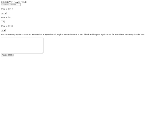 mathtest screenshot