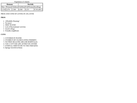 tables screenshot