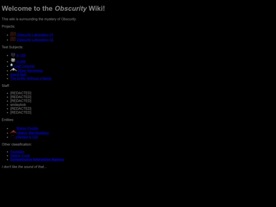 Obscurity_Wiki screenshot