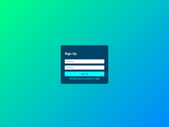 signup screenshot