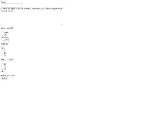 Math Test/2.14 Math Test screenshot