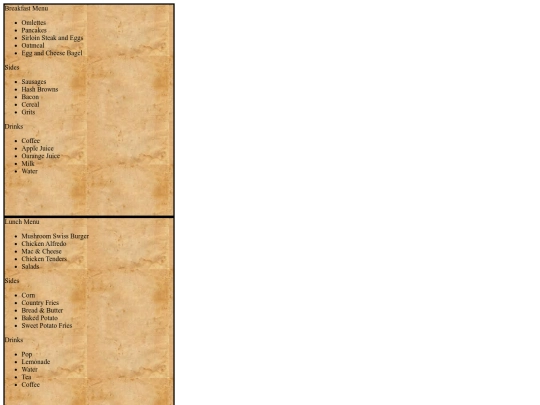 Menu/menu screenshot