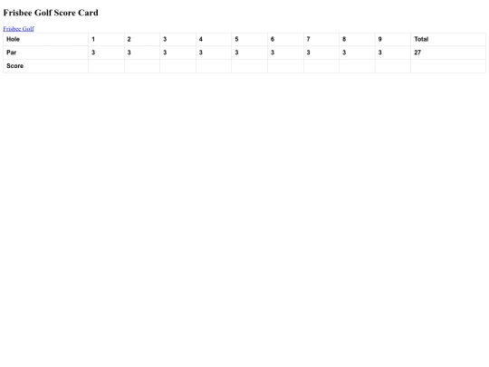 Scorecards/frisbee screenshot