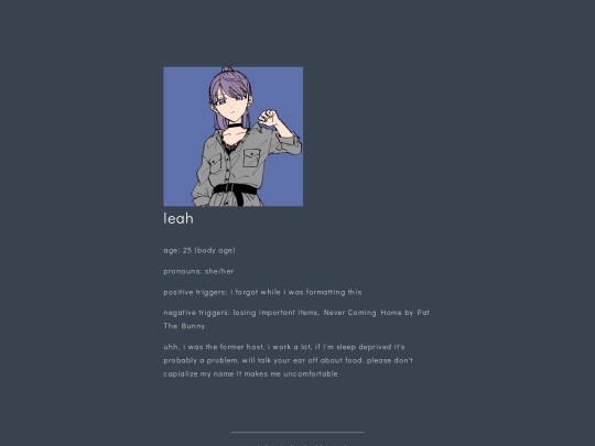 bios/leah screenshot