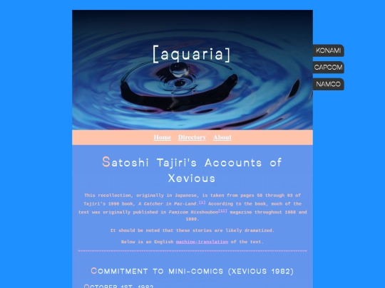 aquaria/interviews/tajiri_diary_xevious screenshot