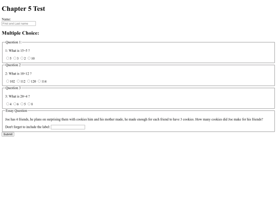 Math Test Assignment/mathtest screenshot