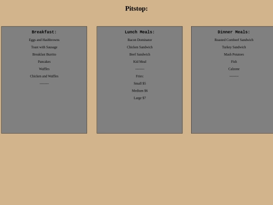 Restaurant Menu Assignment/restaurant screenshot