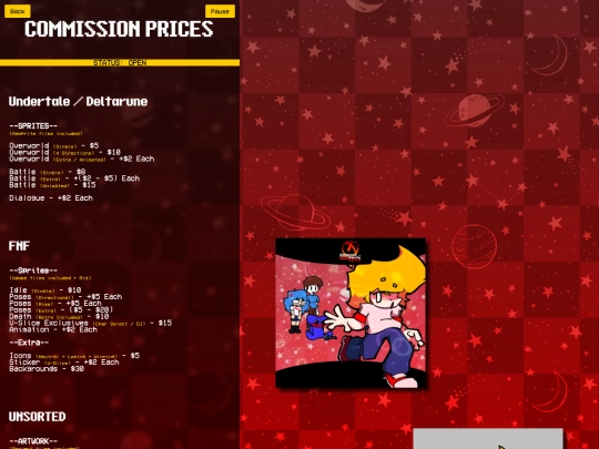 Commissions screenshot