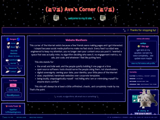 about/manifesto screenshot