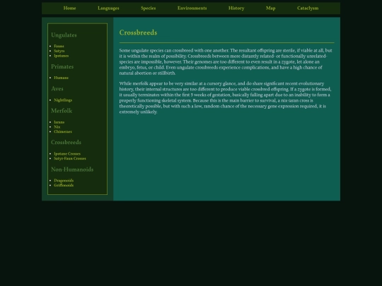 Species/crossbreeds screenshot