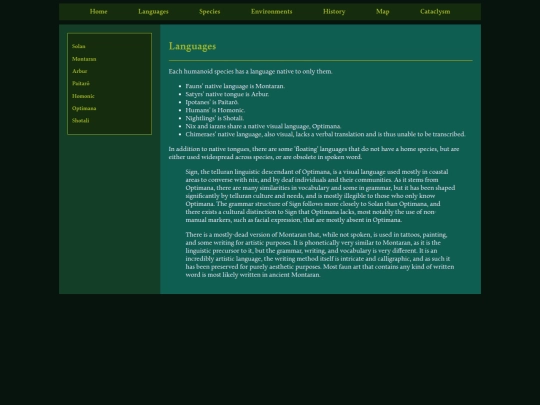 languages screenshot