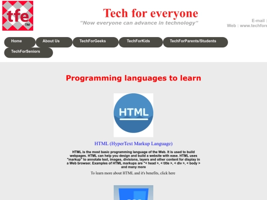 programming languages screenshot