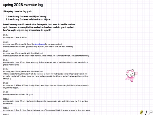 exerciselog screenshot