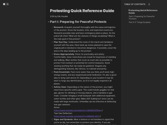 Protesting Quick Reference Guide screenshot