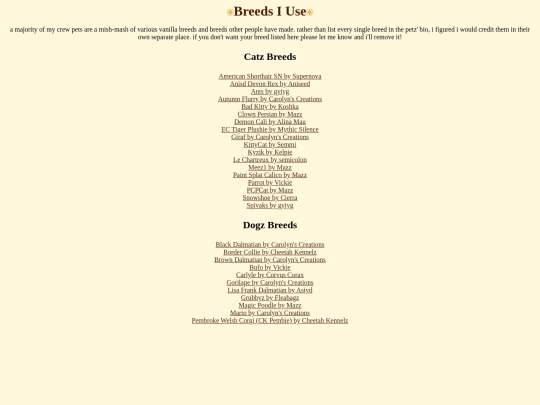 breeds screenshot