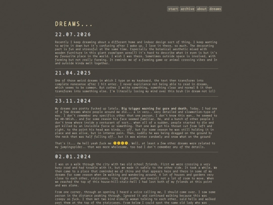 Blog/dreams screenshot