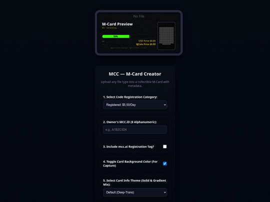Mcard Valuation Terminal /MCC.DCTC Card Creator.Online¹²⁶  screenshot