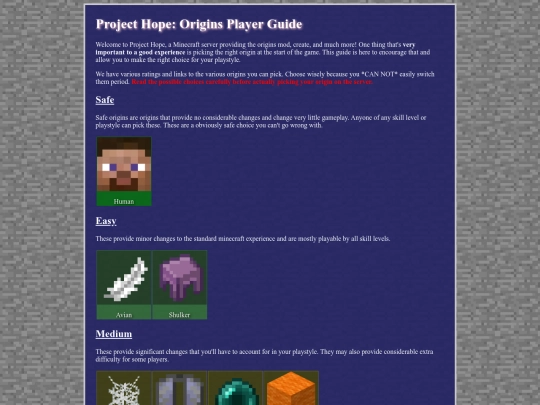 ProjectHope/Origins screenshot