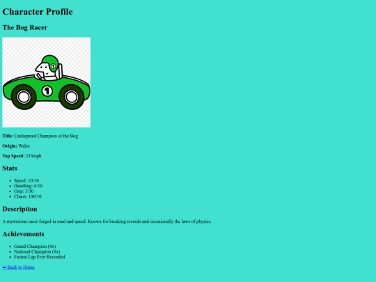 CharacterPage screenshot