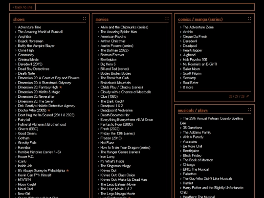 lists/interests screenshot