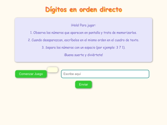 Dígitos en orden directo screenshot