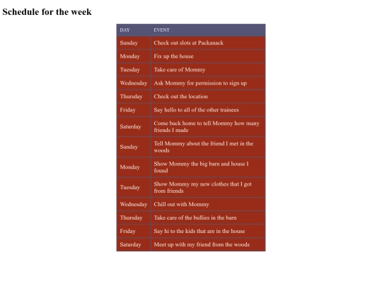 Schedule screenshot